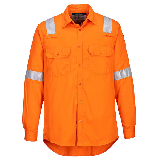 Portwest Bizflame Plus FR Overhemd FR720 lichtgewicht antistatisch reflectie vlamvertragend oranje(OR)