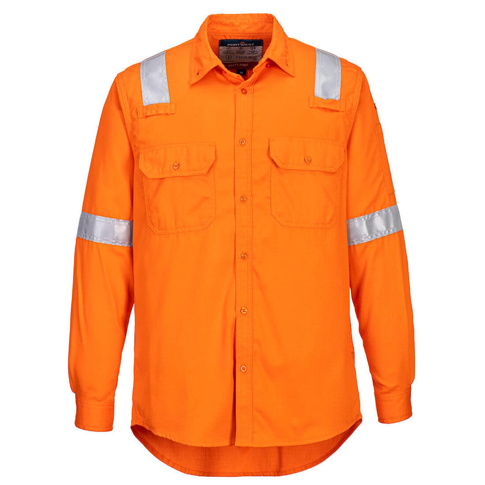 Portwest Bizflame Plus FR Overhemd FR720 lichtgewicht antistatisch reflectie vlamvertragend oranje(OR)