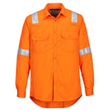 Portwest Bizflame Plus FR Overhemd FR720 lichtgewicht antistatisch reflectie vlamvertragend oranje(OR)