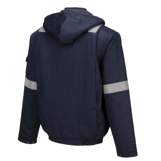 Portwest Bizflame Work+ Vlamvertragend Multi-norm Bomberjack FR731 FR geïsoleerd donker marineblauw(NV)