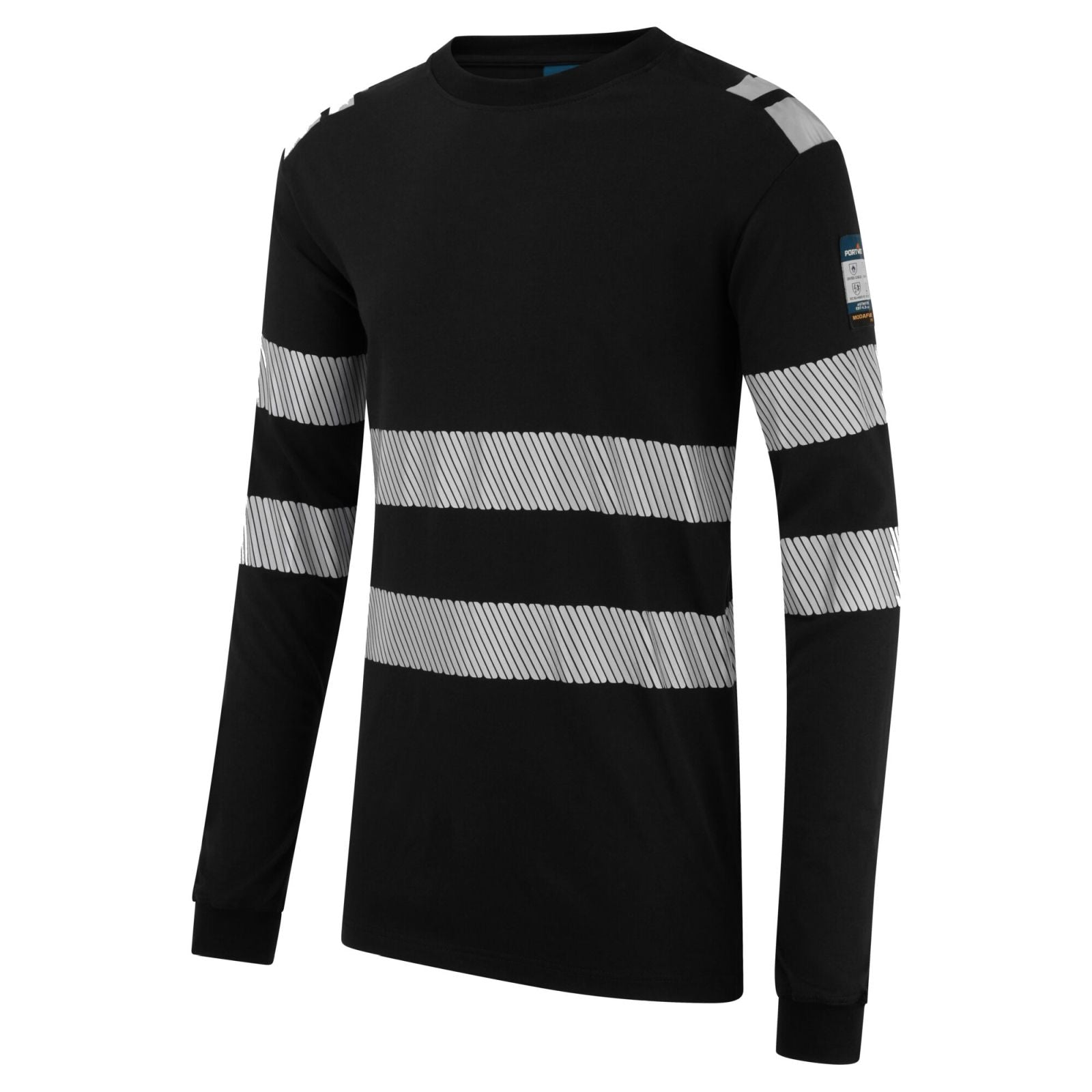 Portwest PW3 FR T-Shirt FR732 gebreid Modaflame vlamwerend antistatisch zwart(BK)