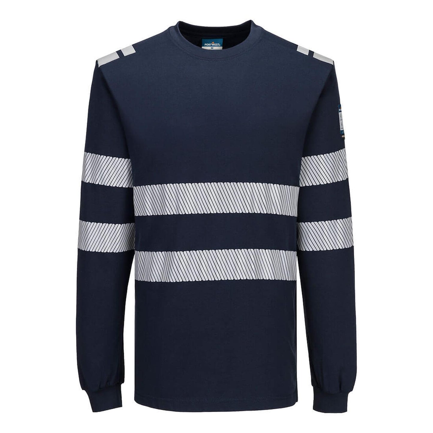 Portwest PW3 Vlamvertragend Multi-norm T-shirt FR732 Modaflame gebreid Hi-Vis FR lange mouwen donker marineblauw(NV)