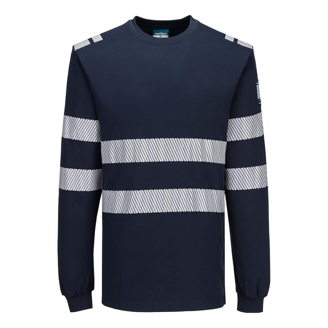 Portwest PW3 Vlamvertragend Multi-norm T-shirt FR732 Modaflame gebreid Hi-Vis FR lange mouwen donker marineblauw(NV)