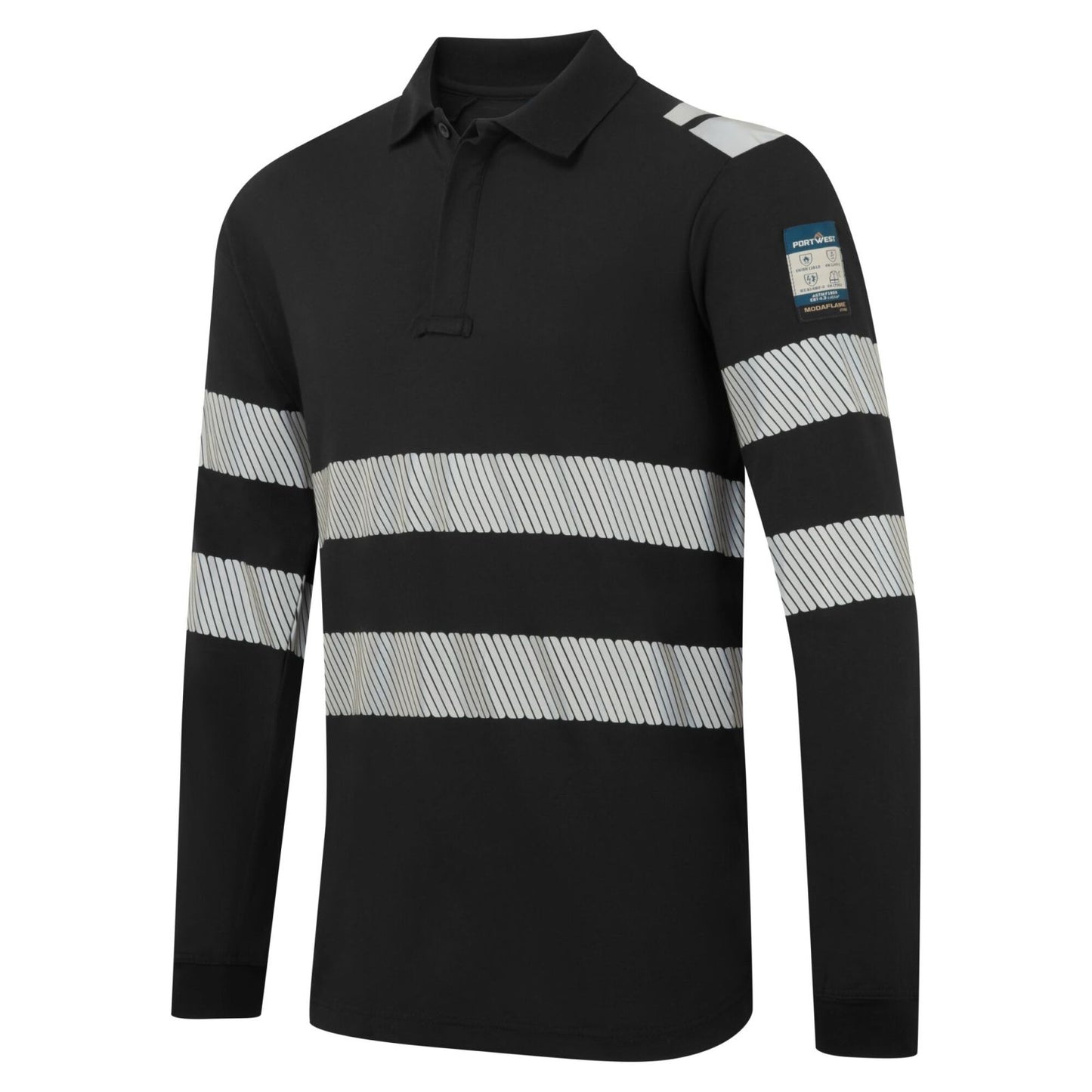 Portwest PW3 Vlamvertragend Multi-norm Poloshirt FR733 Modaflame vlamwerend zwart(BK)