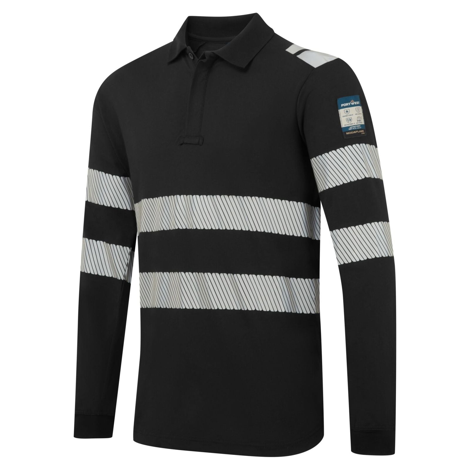 Portwest PW3 Vlamvertragend Multi-norm Poloshirt FR733 Modaflame vlamwerend zwart(BK)