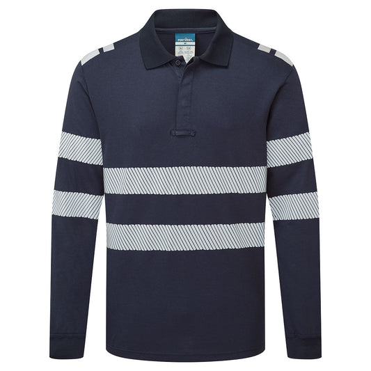 Portwest PW3 Vlamvertragend Multi-norm Poloshirt FR733 Modaflame lange mouw donker marineblauw(NV)
