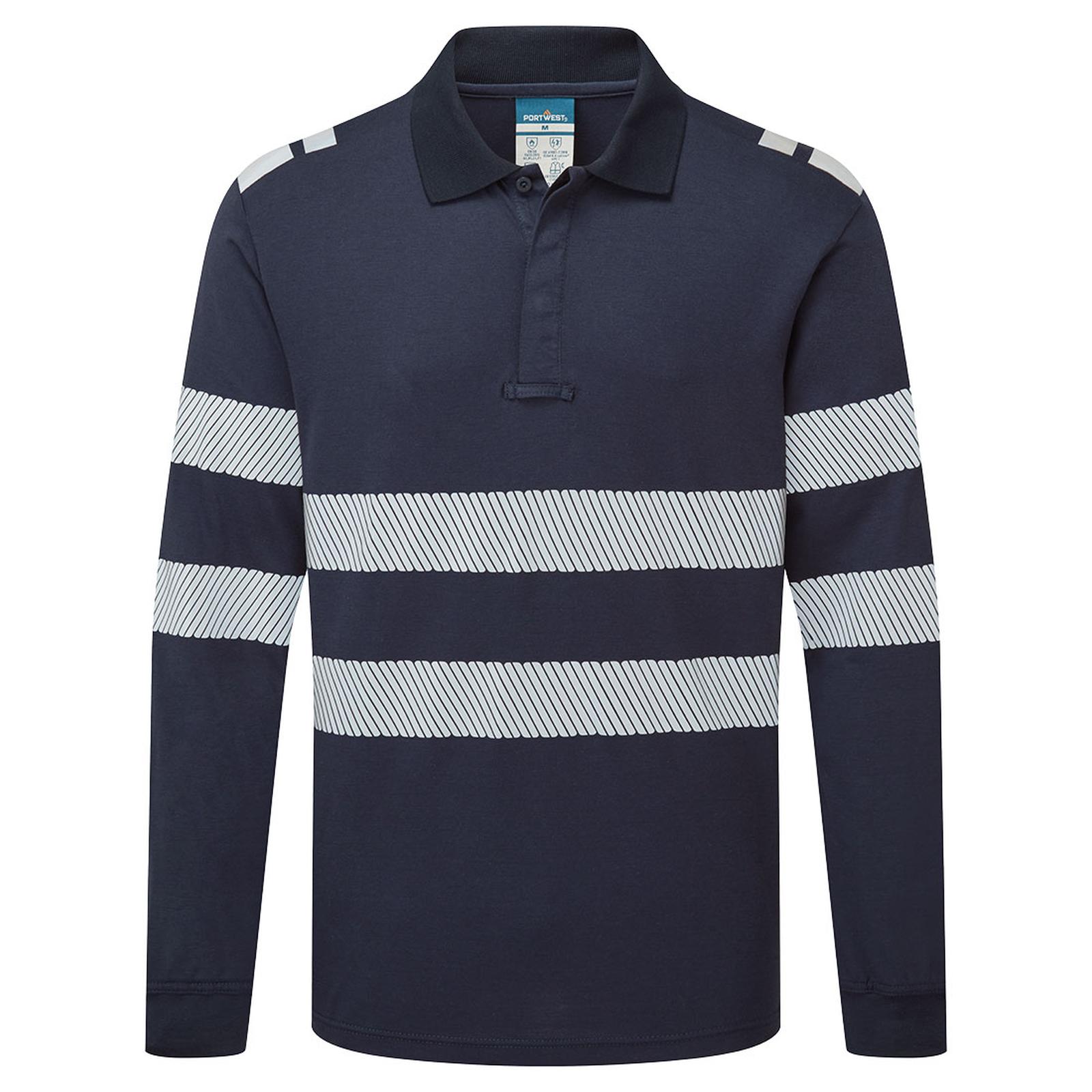 Portwest PW3 Vlamvertragend Multi-norm Poloshirt FR733 Modaflame lange mouw donker marineblauw(NV)
