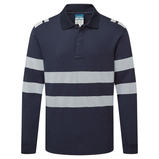 Portwest PW3 Vlamvertragend Multi-norm Poloshirt FR733 Modaflame lange mouw donker marineblauw(NV)