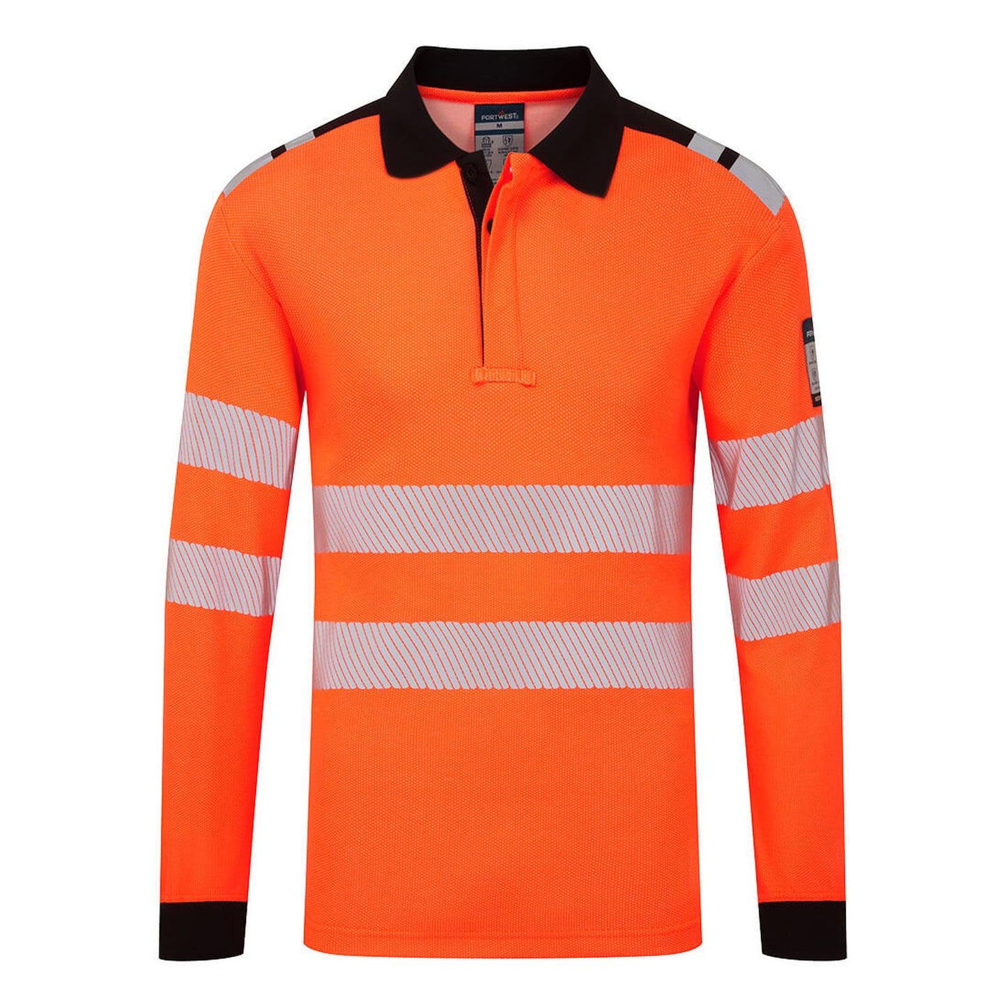 Portwest PW3 Vlamvertragend Multi-norm Poloshirt FR734 Modaflame gebreidt HVO vlamwerend oranje-zwart(OB)