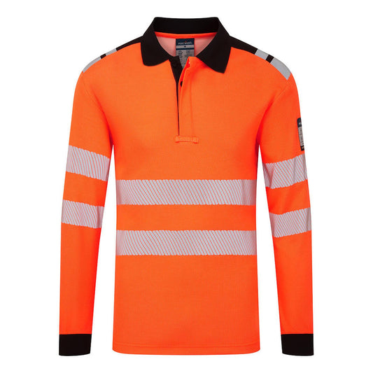 Portwest PW3 Vlamvertragend Multi-norm Poloshirt FR734 Modaflame gebreidt HVO vlamwerend oranje-zwart(OB)