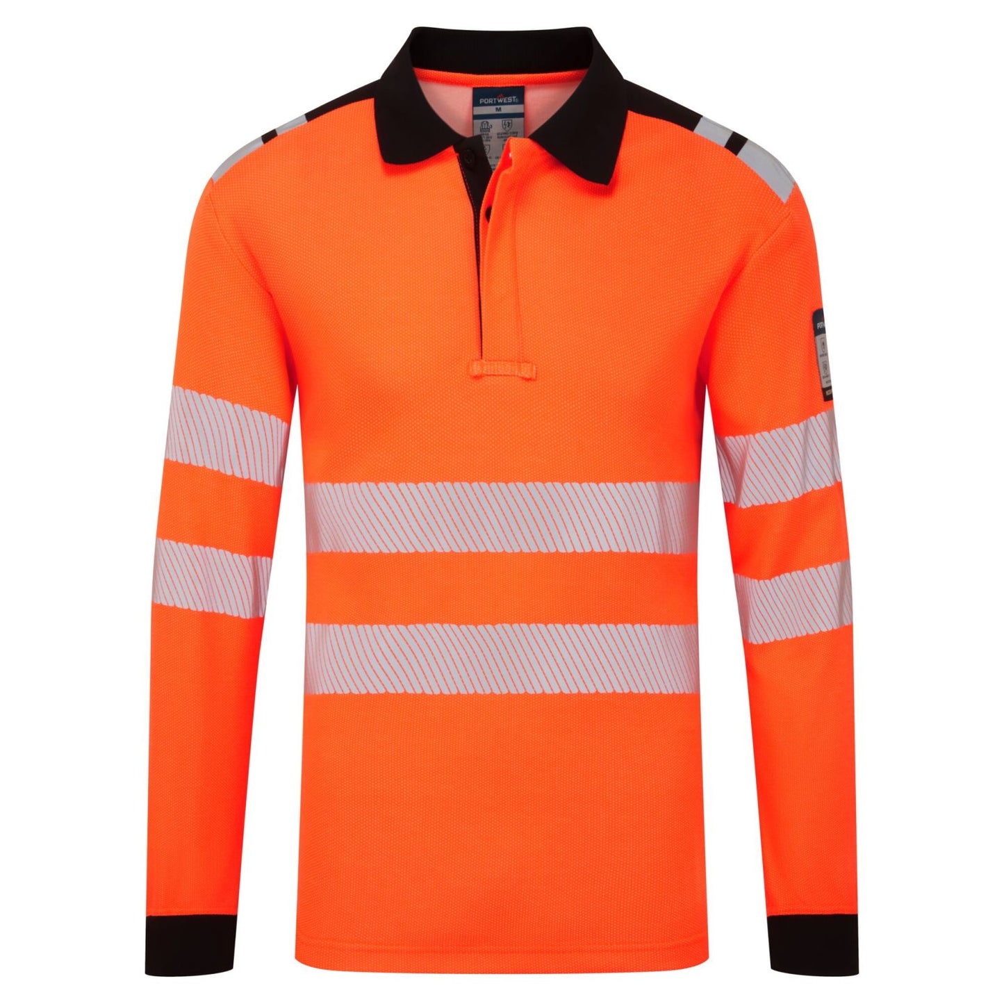 Portwest PW3 Vlamvertragend Multi-norm Poloshirt FR734 Modaflame gebreidt HVO vlamwerend oranje-zwart(OB)