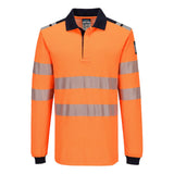 Portwest PW3 Vlamvertragend Multi-norm Poloshirt FR734 Modaflame Knit HVO lange mouw oranje-marineblauw(ON)