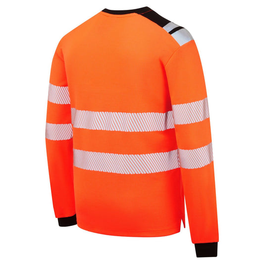 Portwest PW3 Vlamvertragend Multi-norm T-Shirt FR736 Modaflame gebreid FR lange mouwen oranje-zwart(OB)
