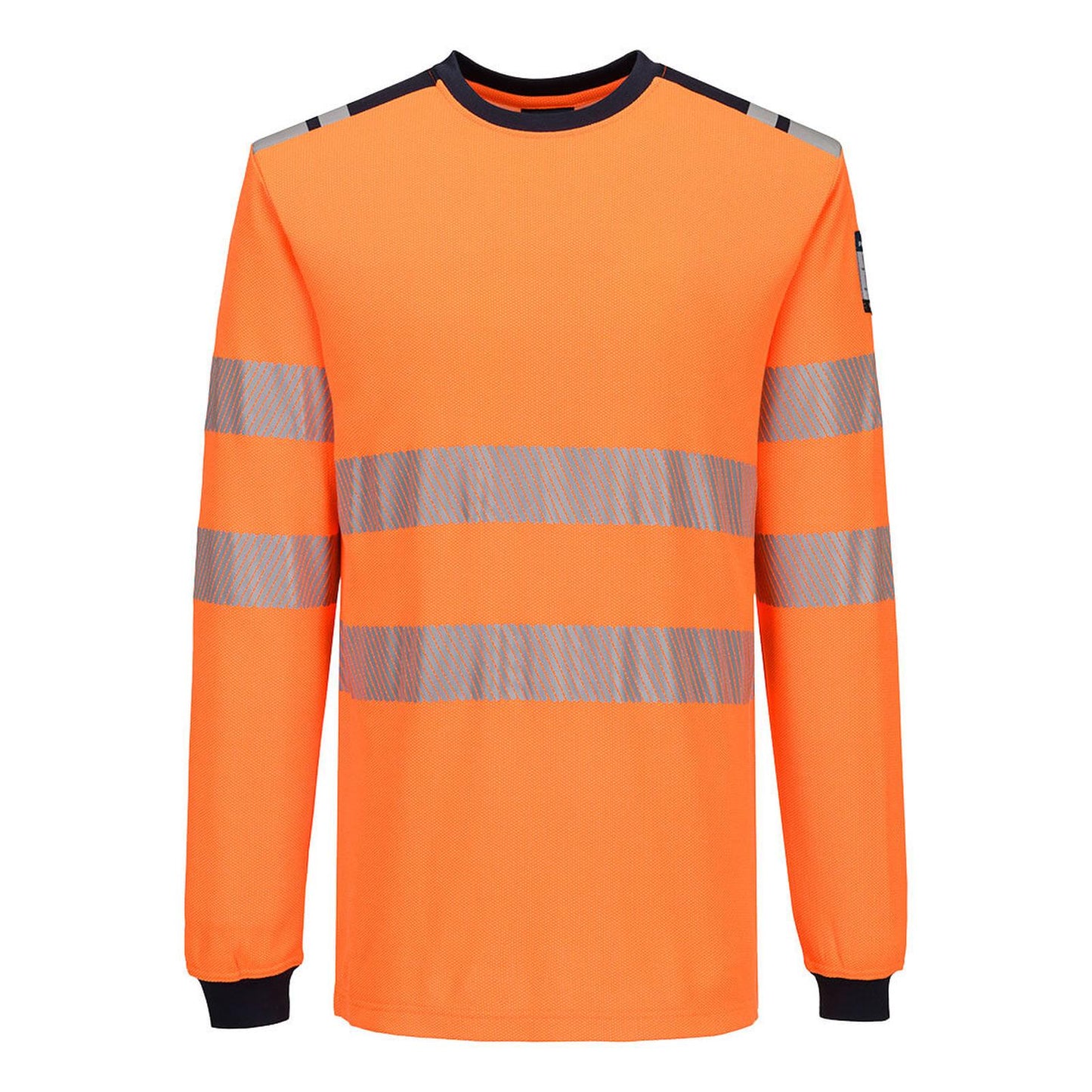 Portwest PW3 Vlamvertragend Multi-norm T-Shirt FR736 Modaflame gebreid FR lange mouwen oranje-marineblauw(ON)