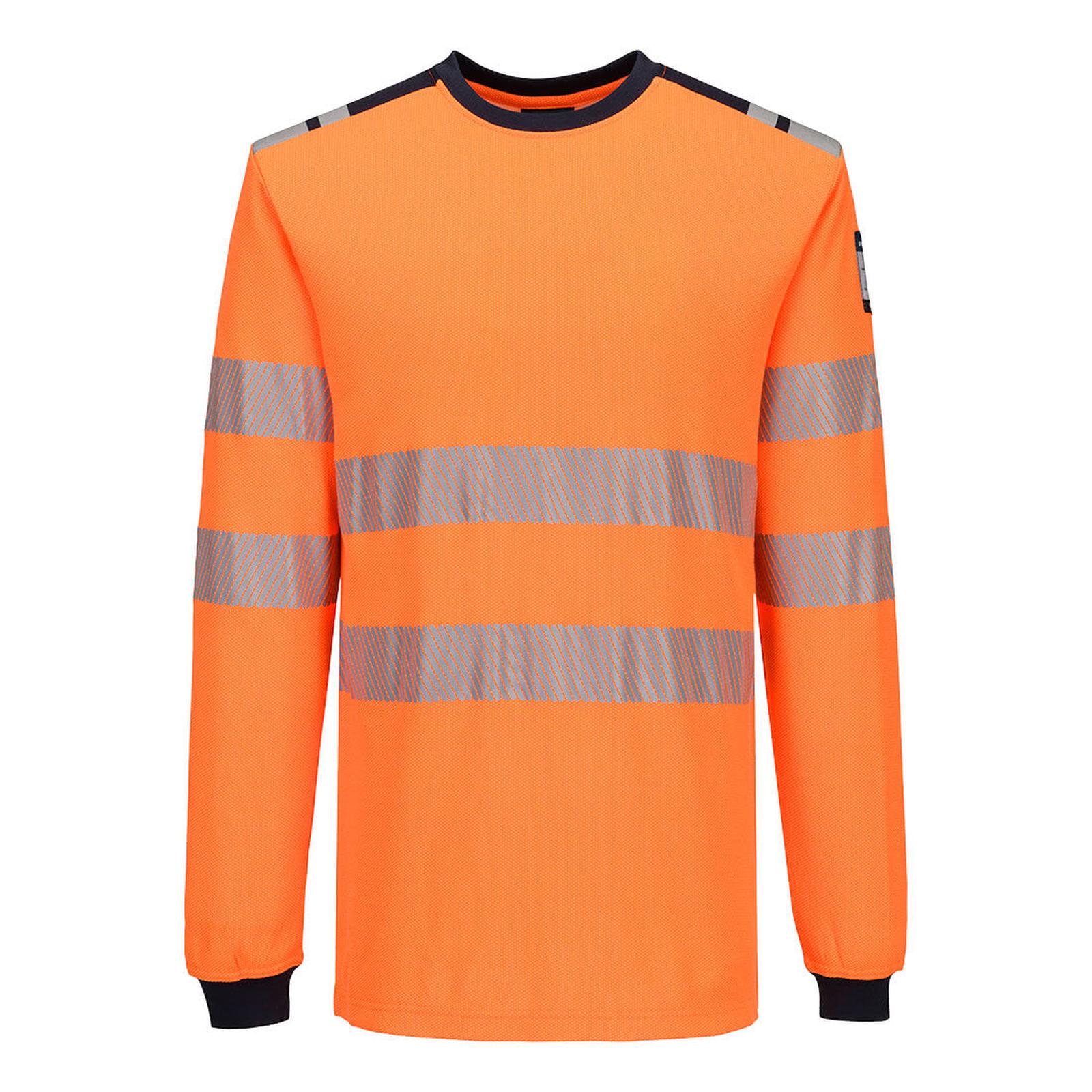 Portwest PW3 Vlamvertragend Multi-norm T-Shirt FR736 Modaflame gebreid FR lange mouwen oranje-marineblauw(ON)