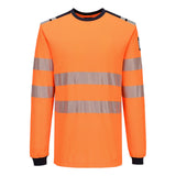 Portwest PW3 Vlamvertragend Multi-norm T-Shirt FR736 Modaflame gebreid FR lange mouwen oranje-marineblauw(ON)