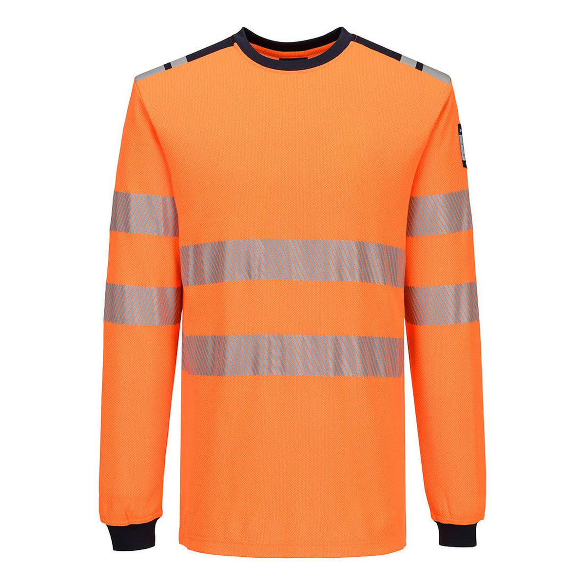 Portwest PW3 Vlamvertragend Multi-norm T-Shirt FR736 Modaflame gebreid FR lange mouwen oranje-marineblauw(ON)