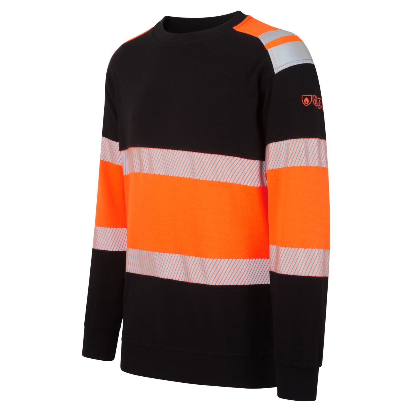 Portwest PW3 Vlamvertragend Multi-norm Sweatshirt FR737 Modaflame Hi-Vis klasse 1 FR oranje-zwart(OB)