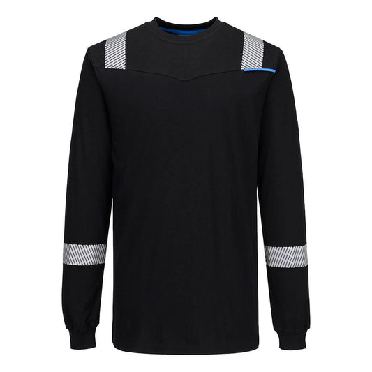 Portwest WX3 Vlamvertragend Multi-norm T-shirt FR751 Modaflame gebreid Hi-Vis FR lange mouwen zwart(BK)