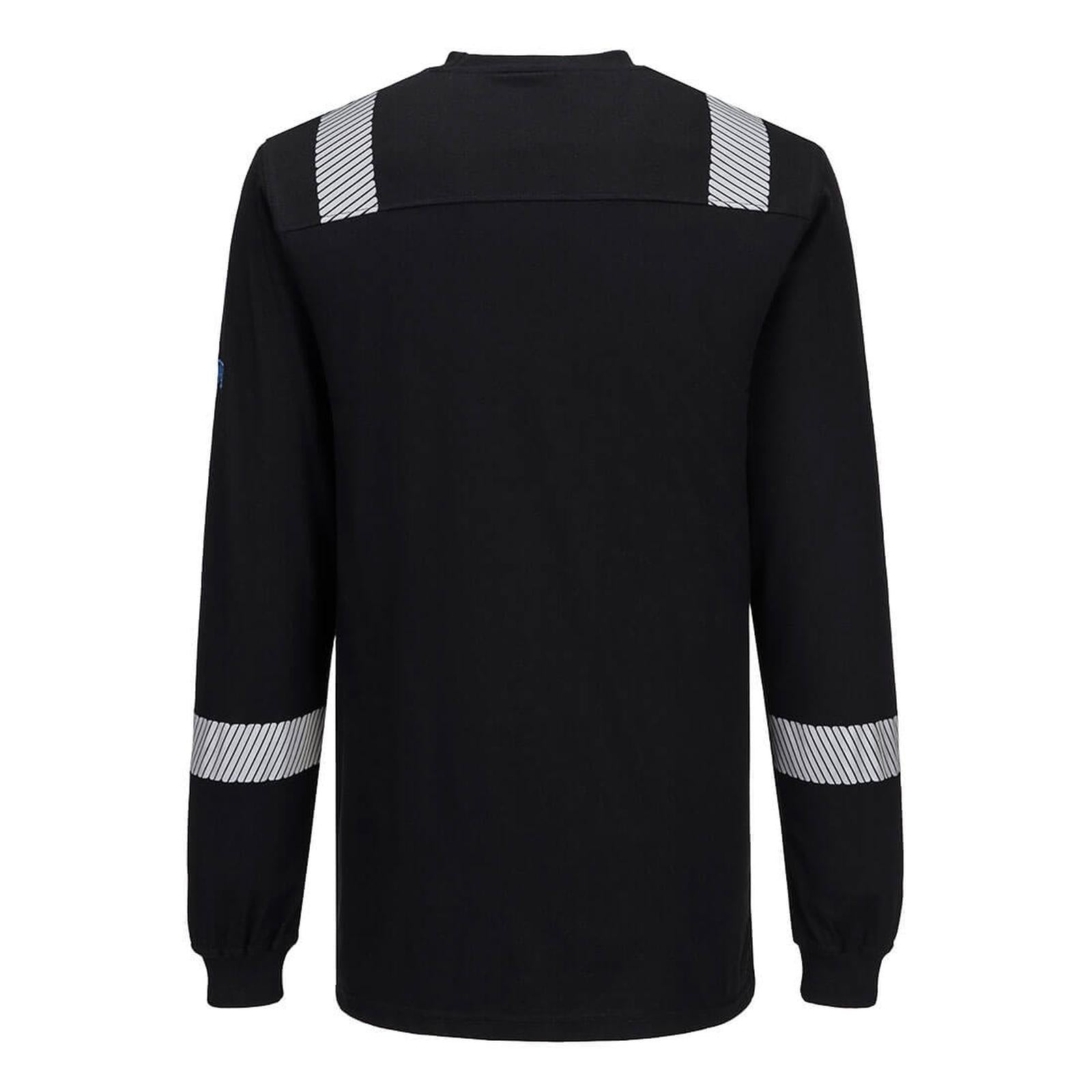Portwest WX3 Vlamvertragend Multi-norm T-shirt FR751 Modaflame gebreid Hi-Vis FR lange mouwen zwart(BK)
