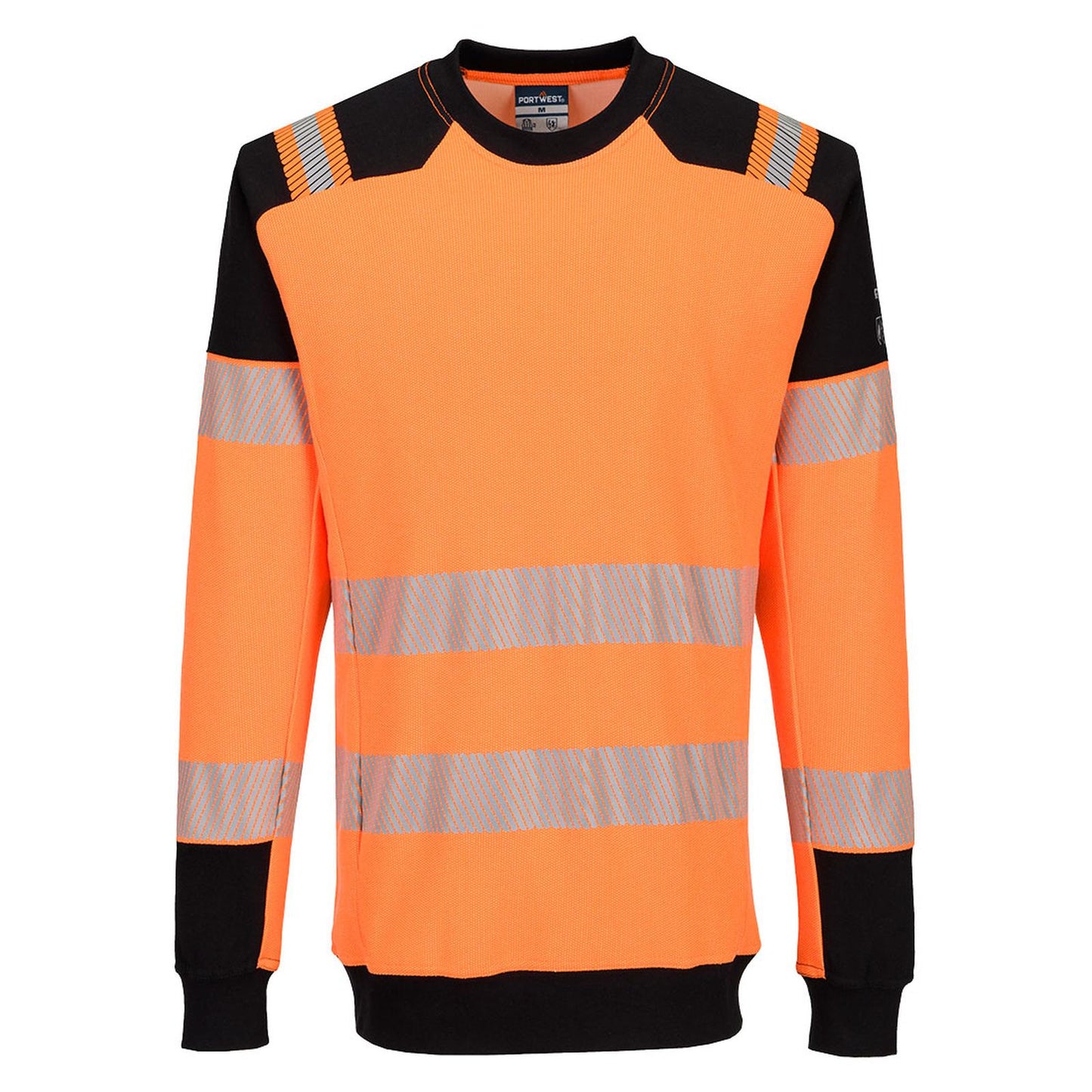 Portwest PW3 Nieuwe uitbreiding Vlamvertragend Multi-norm PW3 Modaflame gebreid Hi-Vis FR Sweatshirt FR755 oranje-zwart(OB)