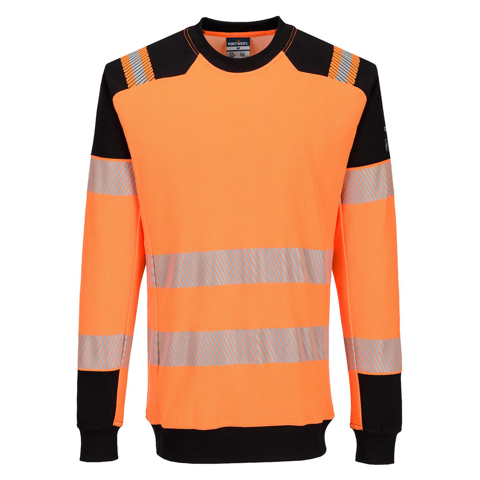Portwest PW3 Nieuwe uitbreiding Vlamvertragend Multi-norm PW3 Modaflame gebreid Hi-Vis FR Sweatshirt FR755 oranje-zwart(OB)