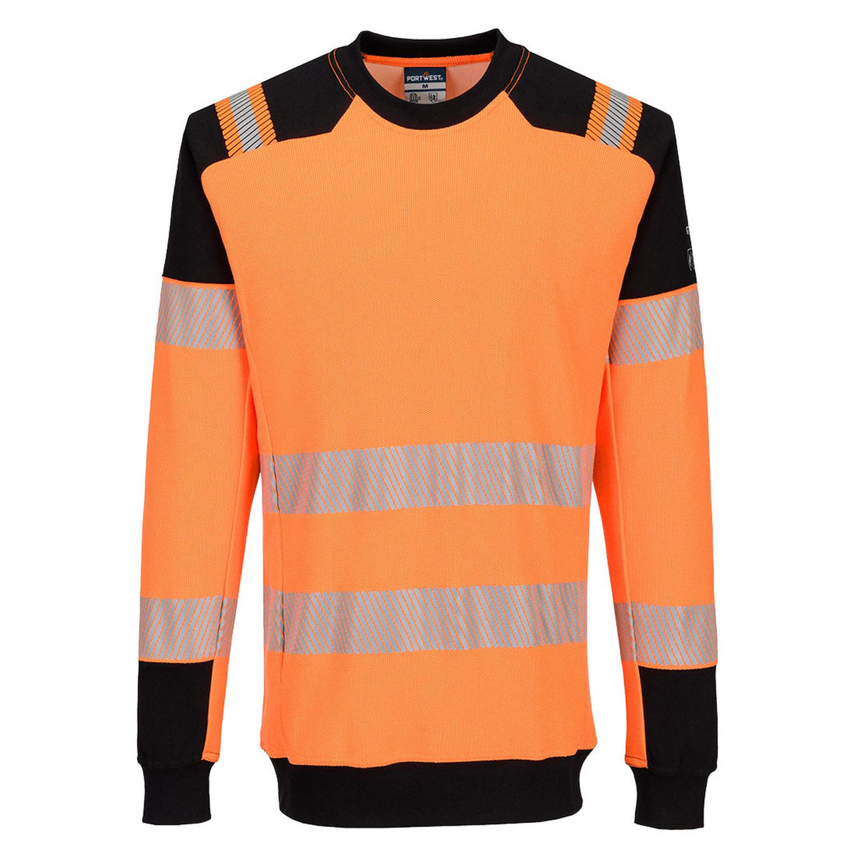 Portwest PW3 Nieuwe uitbreiding Vlamvertragend Multi-norm PW3 Modaflame gebreid Hi-Vis FR Sweatshirt FR755 oranje-zwart(OB)