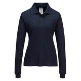 Portwest Modaflame Poloshirt FR758 vlamvertragend dames lange mouw donker marineblauw(NV)