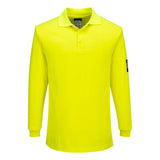 Portwest PW3 FR Poloshirt FR805 gebreid Modaflame long sleeve vlamwerend antistatisch geel(YE)