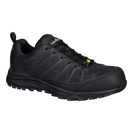 Portwest CompositeLite ESD Voetbescherming Schoen FT46 trainer composiet textiel S1PS ESD SR FO zwart(BK)