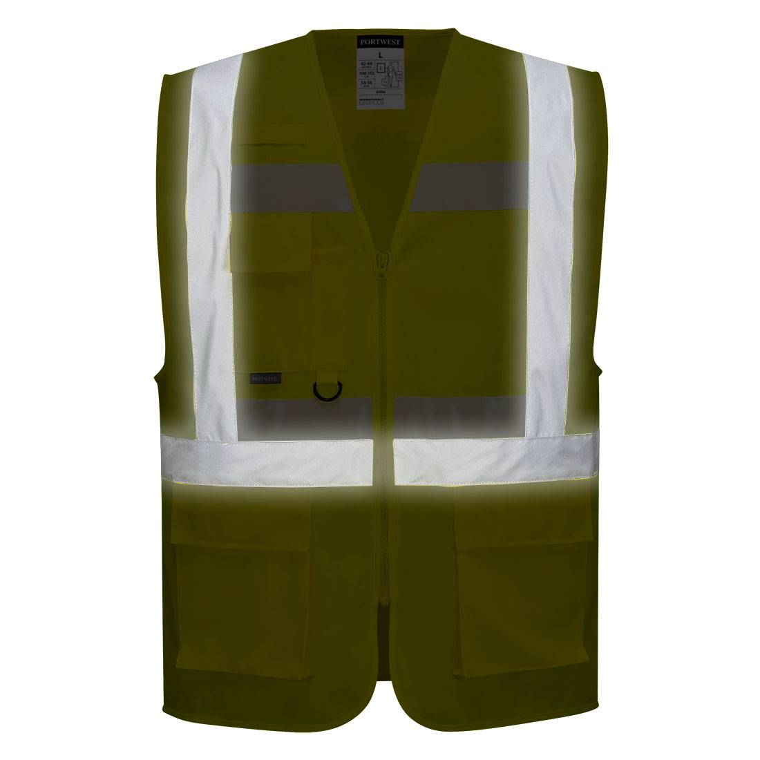 Portwest Glowtex Hoge zichtbaarheid Veiligheidsvest G456 Glowtex Ezee rits Executive HiVis geel(YE)