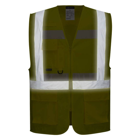 Portwest Glowtex Hoge zichtbaarheid Veiligheidsvest G456 Glowtex Ezee rits Executive HiVis geel(YE)