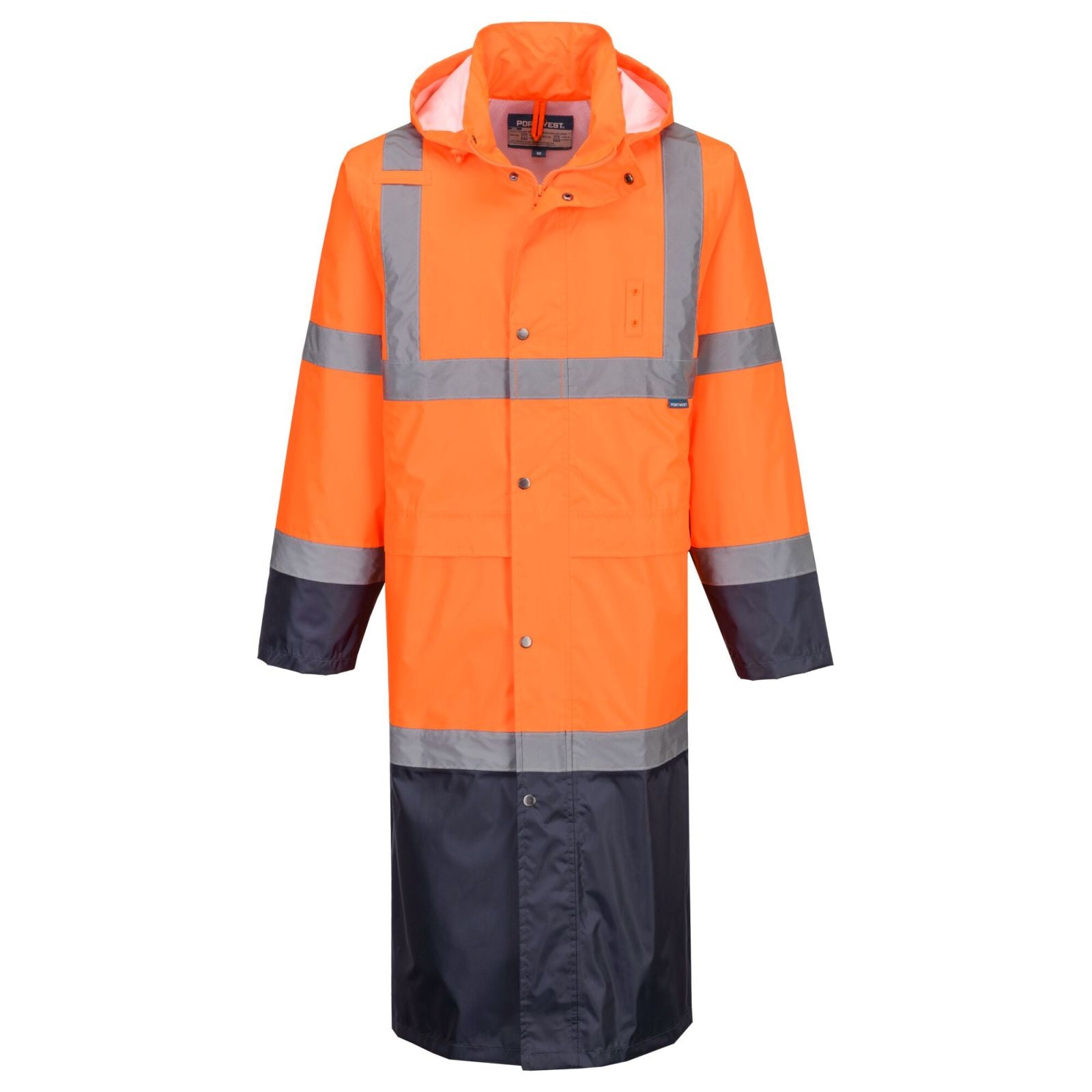 Portwest Hi-Vis Werkkleding Hoge zichtbaarheid Regenjas H446 HiVis contrast 122cm oranje-marineblauw(ON)