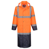 Portwest Hi-Vis Werkkleding Hoge zichtbaarheid Regenjas H446 HiVis contrast 122cm oranje-marineblauw(ON)