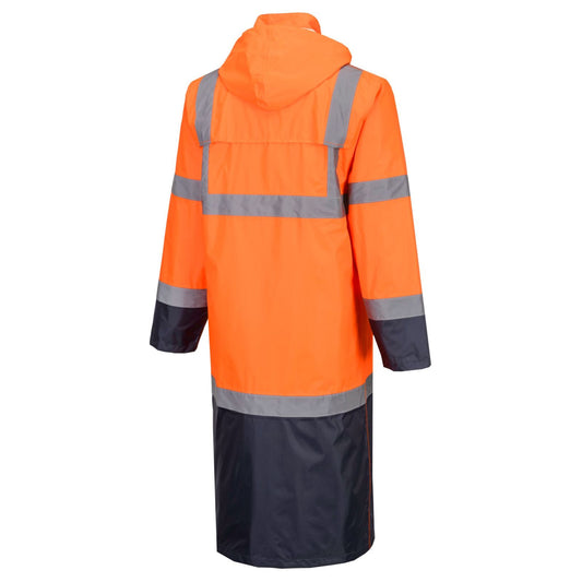 Portwest Hi-Vis Werkkleding Hoge zichtbaarheid Regenjas H446 HiVis contrast 122cm oranje-marineblauw(ON)