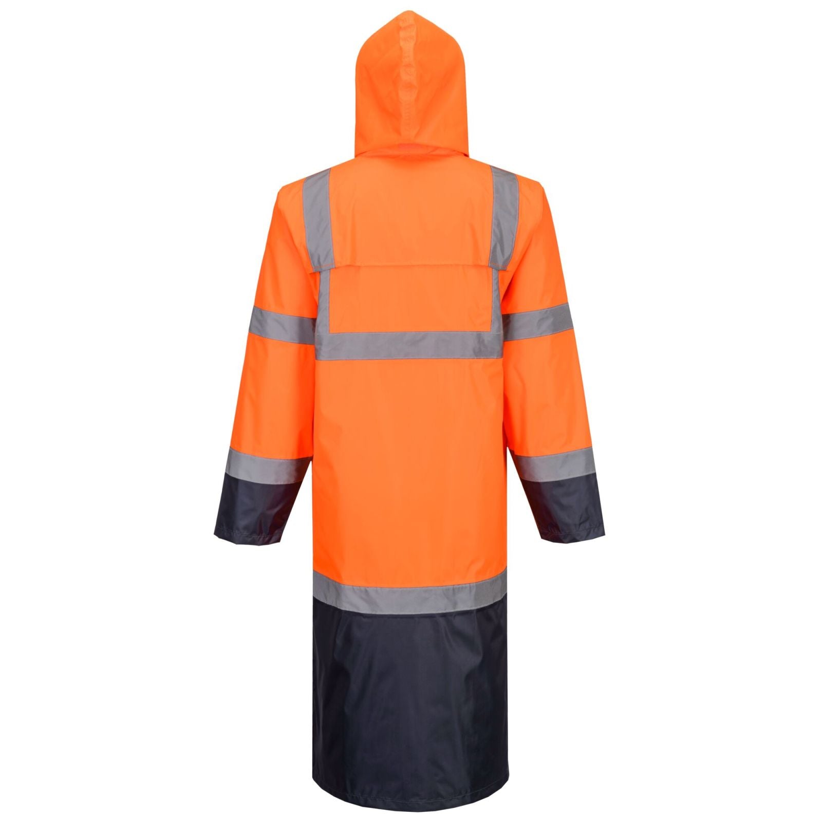 Portwest Hi-Vis Werkkleding Hoge zichtbaarheid Regenjas H446 HiVis contrast 122cm oranje-marineblauw(ON)