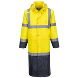 Portwest Hi-Vis Werkkleding Hoge zichtbaarheid Regenjas H446 HiVis contrast 122cm geel-marineblauw(YN)