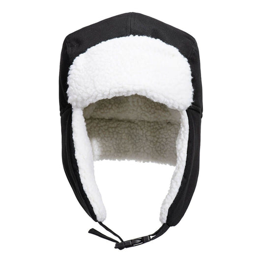 Portwest Accessoires Regenkleding Alle Weersomstandigheden Trappershoed HA33 Sherpa gevoerd zwart(BK)
