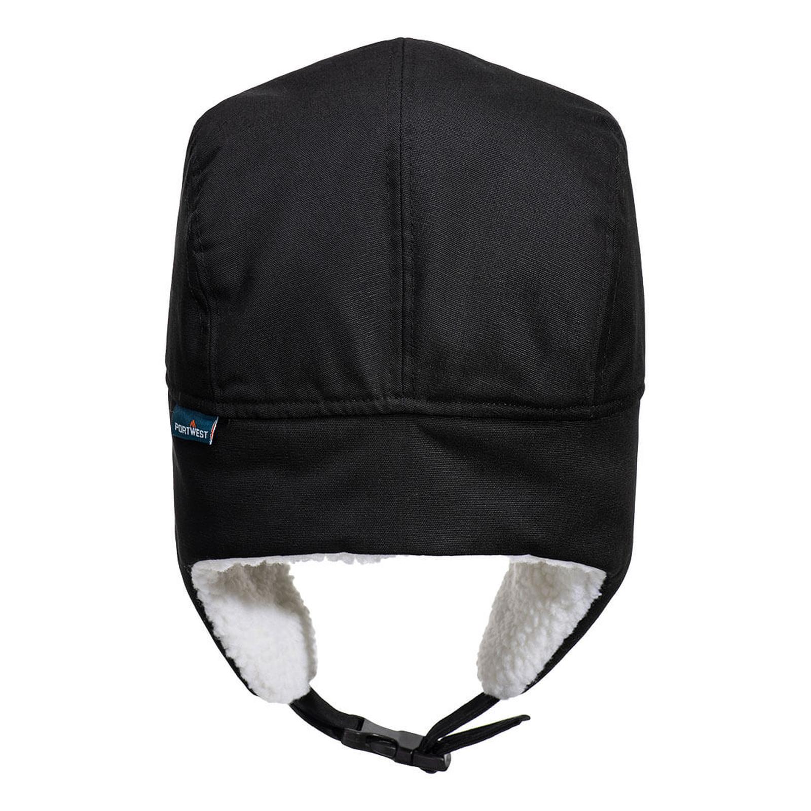 Portwest Accessoires Regenkleding Bescherming Tegen Alle Weersomstandigheden Trappershoed HA33 Sherpa gevoerd zwart(BK)