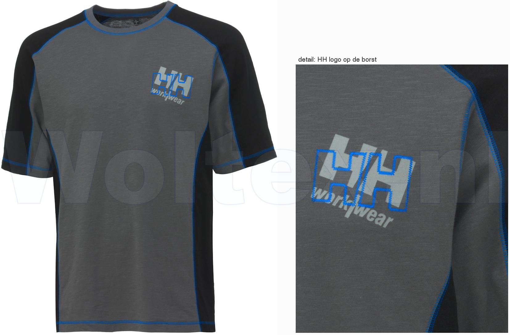 Helly Hansen T-shirts Chelsea 79135 grijs-zwart-blauw contrast(979)