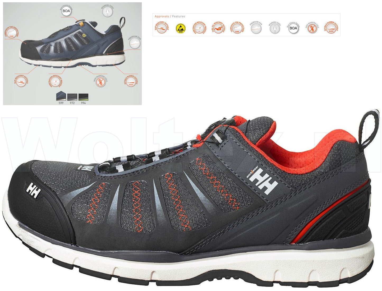 Helly Hansen Schoenen Smestad 78214 ESD- antistatisch antracietgrijs-oranje(972)