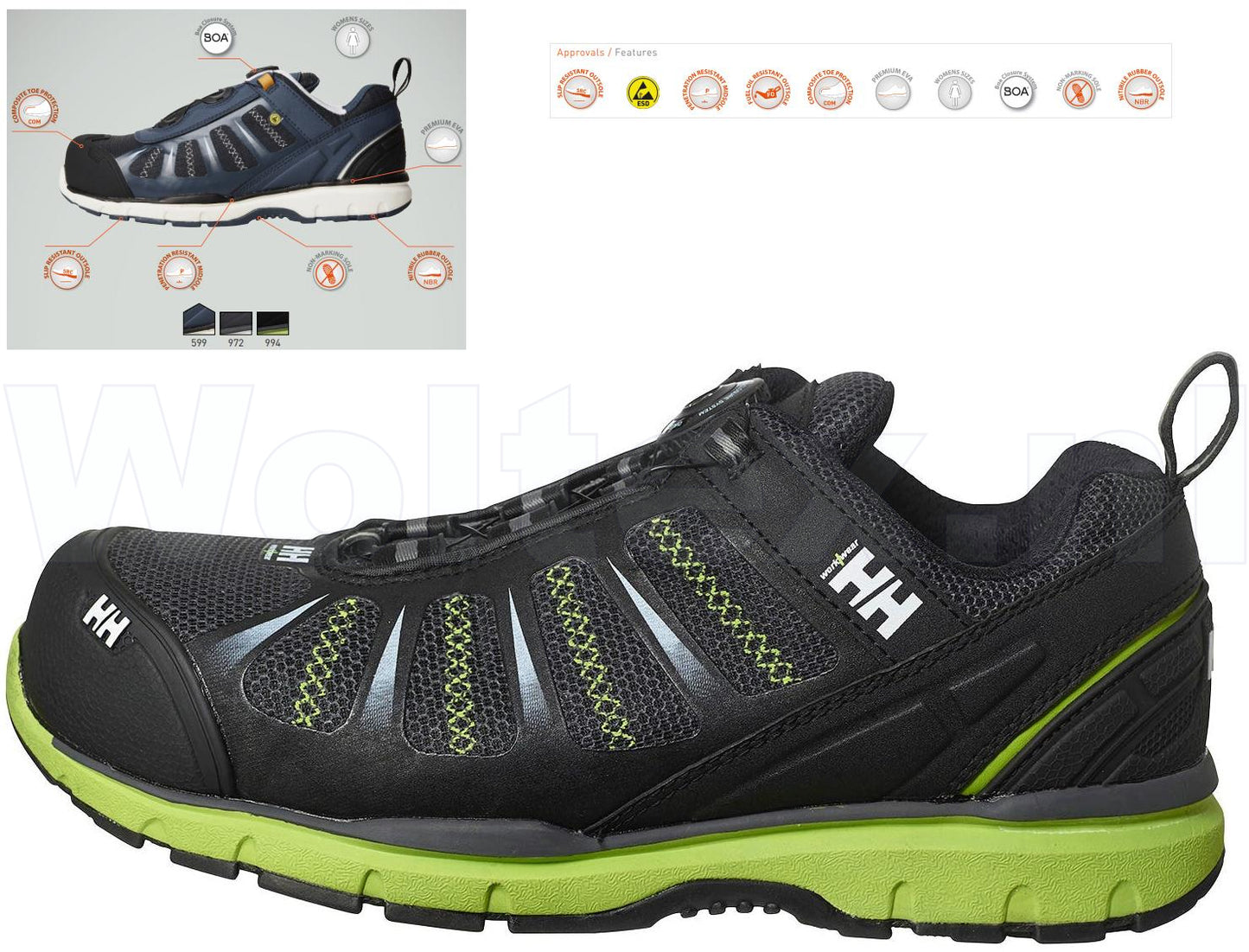 Helly Hansen Schoenen Smestad 78214 ESD- antistatisch zwart-donker limoen(994)