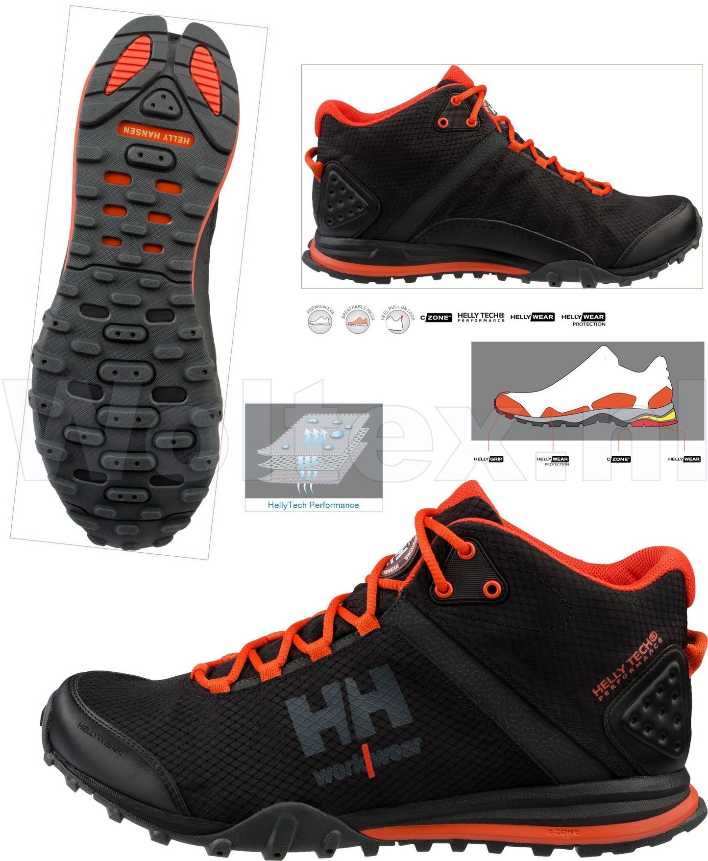 Helly Hansen Schoenen 78253 Raborra Waterdicht- ademend zwart-oranje(992)