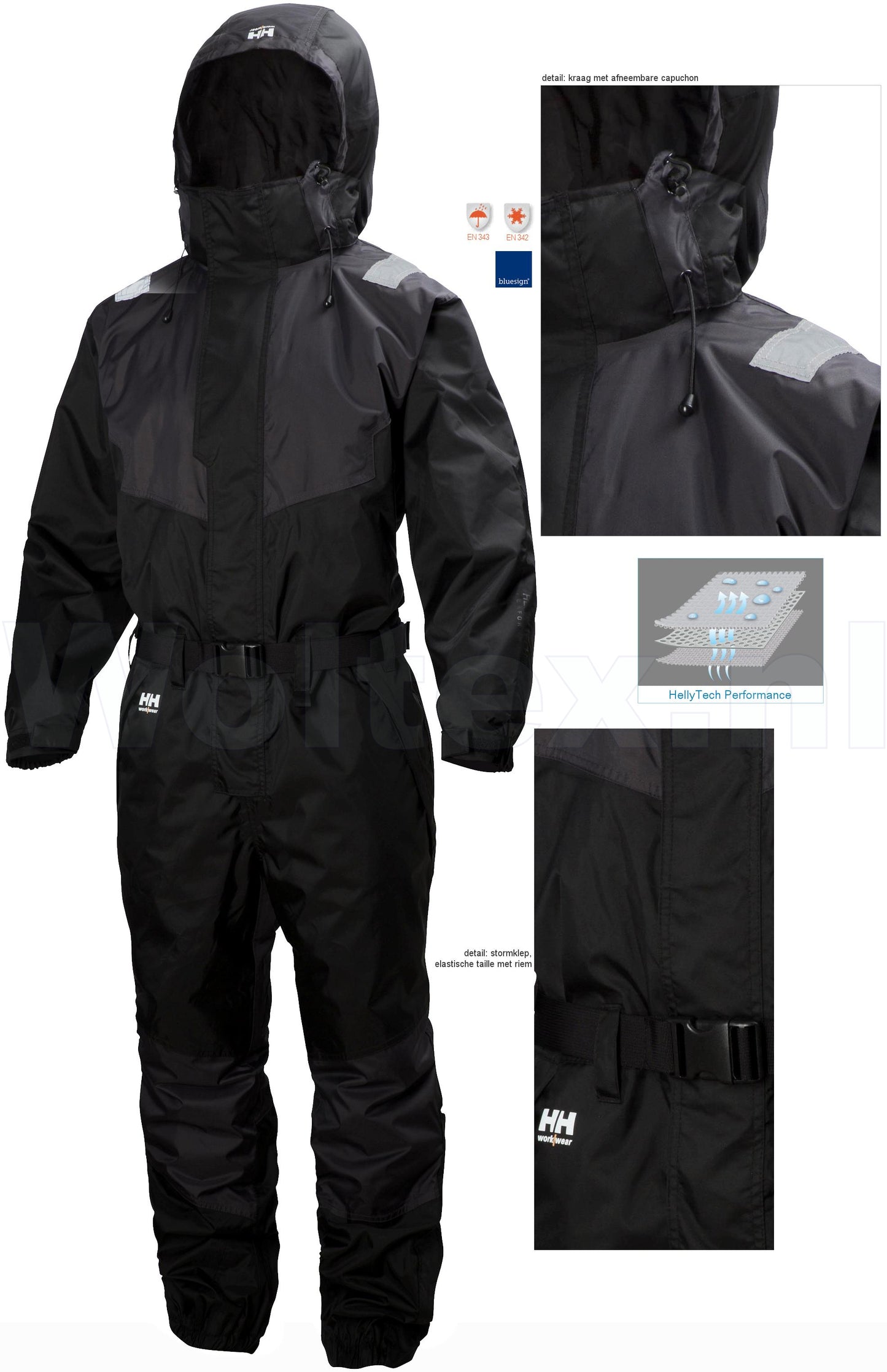Helly Hansen Overalls Leknes 71613 shell- waterdicht- ademend zwart-antracietgrijs(999)