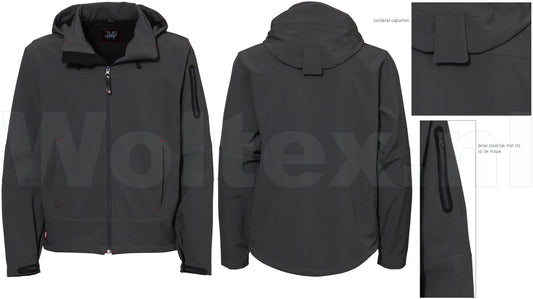 JMP Wear Jassen Andorra Softshell- stretch Waterafstotend- winddicht grijs(GRIJS)