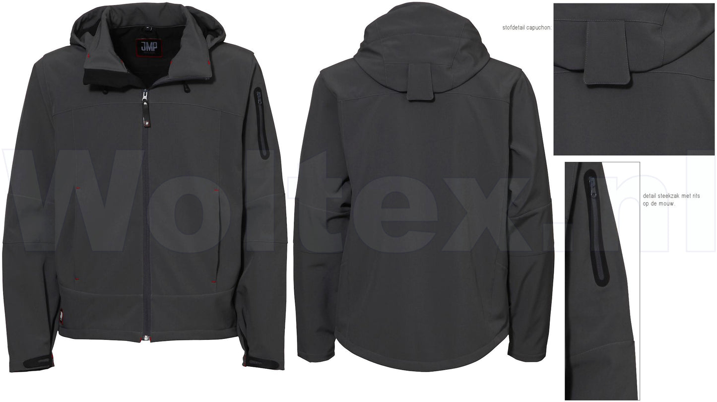 JMP Wear Jassen Andorra Softshell- stretch Waterafstotend- winddicht grijs(GRIJS)