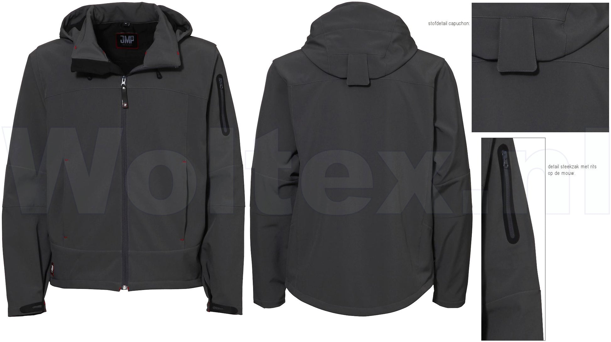 JMP Wear Jassen Andorra Softshell- stretch Waterafstotend- winddicht grijs(GRIJS)