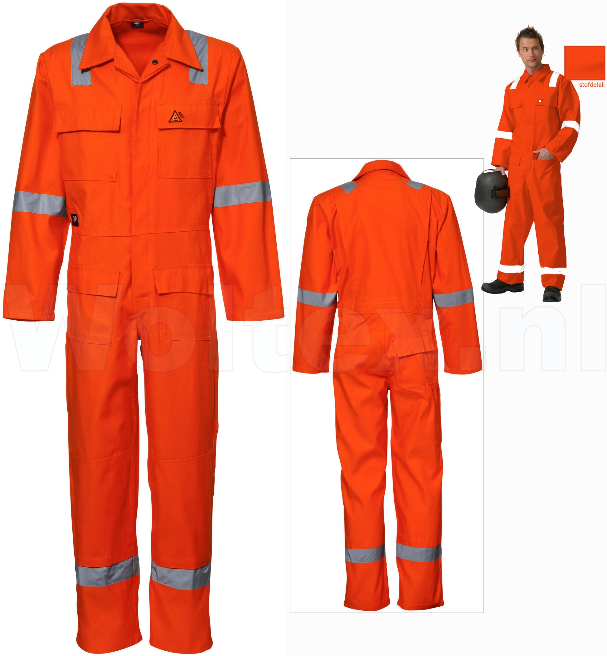 JMP Wear Antistatisch- vlamvertragend Overalls Helen Drukknopen- kniezakken Katoen- bekinox oranje