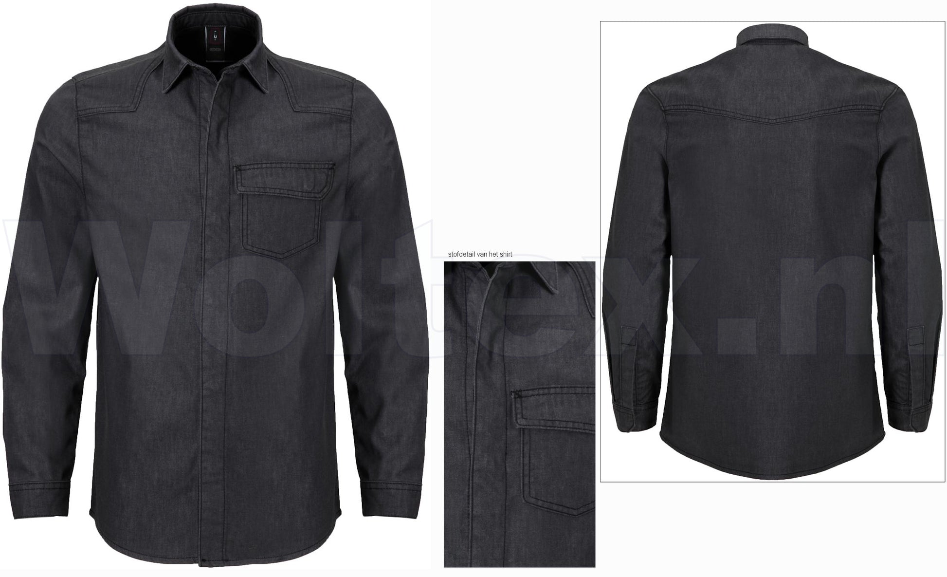 JMP Wear Vlamvertragend Shirts Adwa Drukknopen Denim- katoen denimgrijs(DENIM GRIJS)