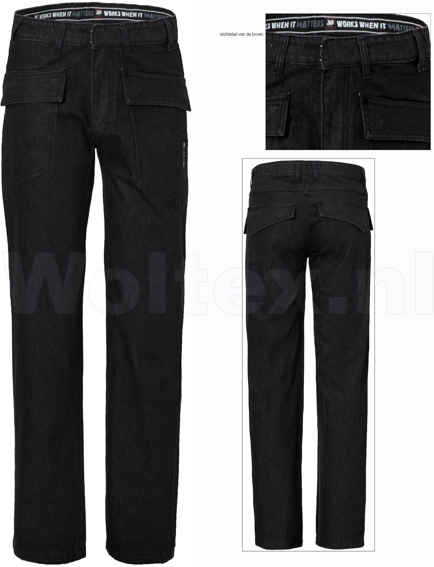 JMP Wear Broeken Ampato Jeans Vlamvertragend denim zwart(DENIM BLACK)